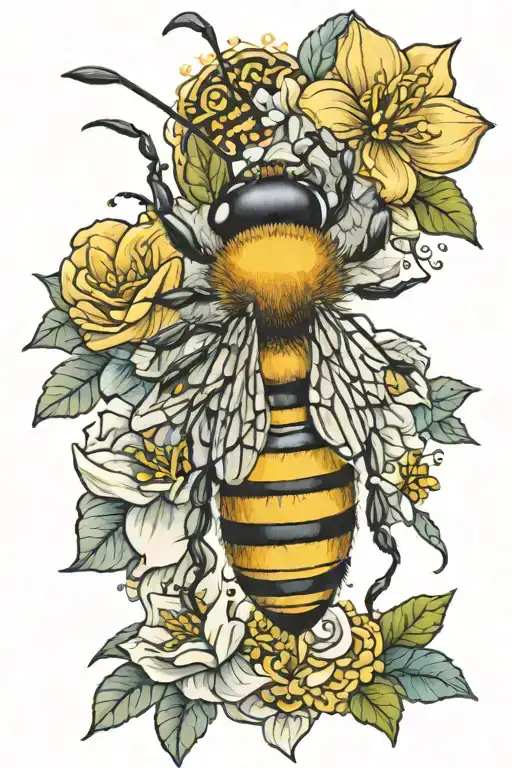Islamic Queen honey bee tattoo design idea
