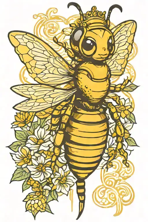 Islamic Queen honey bee tattoo design idea