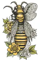 Islamic Queen honey bee tattoo design idea