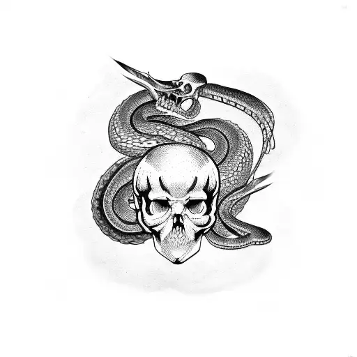 Snake and skull tattoo design idea