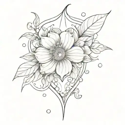 A whimsical design of a teardrop transforming into a delicate flower, symbolizing growth and resilience tattoo design idea
