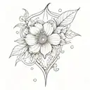 A whimsical design of a teardrop transforming into a delicate flower, symbolizing growth and resilience tattoo design idea