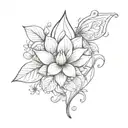 A whimsical design of a teardrop transforming into a delicate flower, symbolizing growth and resilience tattoo design idea