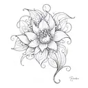 A whimsical design of a teardrop transforming into a delicate flower, symbolizing growth and resilience tattoo design idea