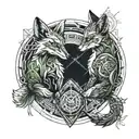 two foxes in a circle tattoo design idea