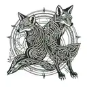 two foxes in a circle tattoo design idea