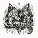 two foxes in a circle tattoo design idea