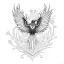 Flying Harry Potter phoenix surrounded by flowers tattoo design idea