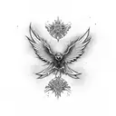 Flying Harry Potter phoenix surrounded by flowers tattoo design idea