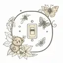 light switch with vintage panel that has a bumble bee, butterflies and a teddy bear tattoo design idea