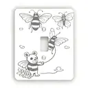 light switch with vintage panel that has a bumble bee, butterflies and a teddy bear tattoo design idea