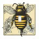 light switch with vintage panel that has a bumble bee, butterflies and a teddy bear tattoo design idea