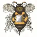 light switch with vintage panel that has a bumble bee, butterflies and a teddy bear tattoo design idea