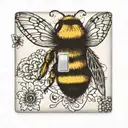 light switch with vintage panel that has a bumble bee, butterflies and a teddy bear tattoo design idea