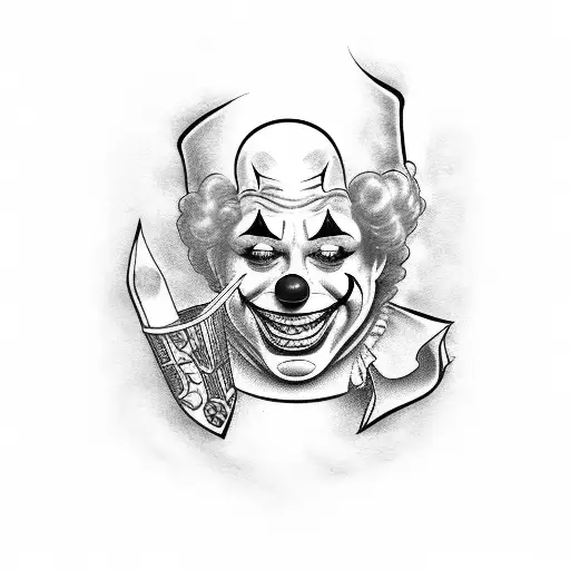 clown suicide tattoo design idea