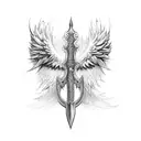 archangel sword and wings  tattoo design idea
