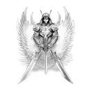 archangel sword and wings  tattoo design idea