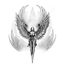 archangel sword and wings  tattoo design idea