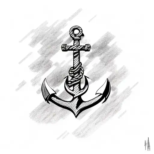 Anchor with Crossing rifles tattoo design idea
