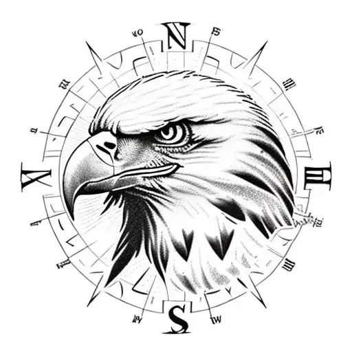 Eagle scout 12 point compass  with banner nec timeo nec sperno tattoo design idea