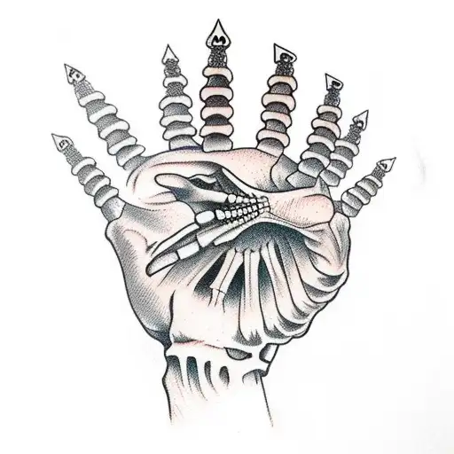  skeleton hand with v fingers tattoo design idea