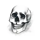 1 skull with the left half a colorful sugar skull and right half black and white simple plain skull tattoo design idea