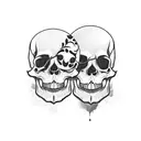 1 skull with the left half a colorful sugar skull and right half black and white simple plain skull tattoo design idea