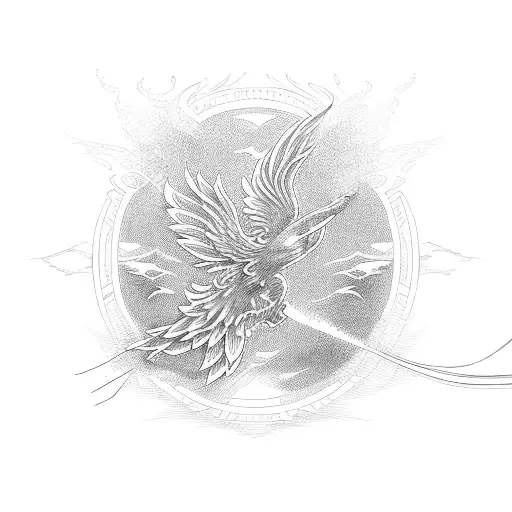 Phoenix line work fire tattoo design idea