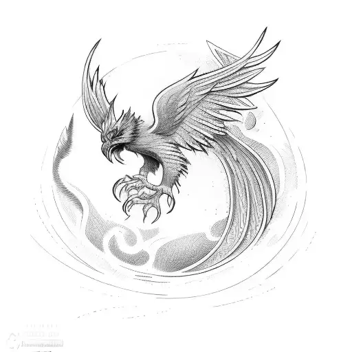 Phoenix line work fire tattoo design idea