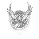 Phoenix line work fire tattoo design idea