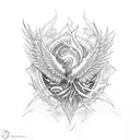 Phoenix line work fire tattoo design idea