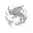 Phoenix line work fire tattoo design idea