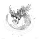 Phoenix line work fire tattoo design idea