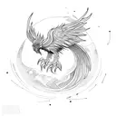 Phoenix line work fire tattoo design idea