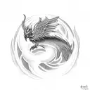 Phoenix line work fire tattoo design idea