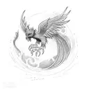 Phoenix line work fire tattoo design idea