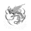 Phoenix line work fire tattoo design idea