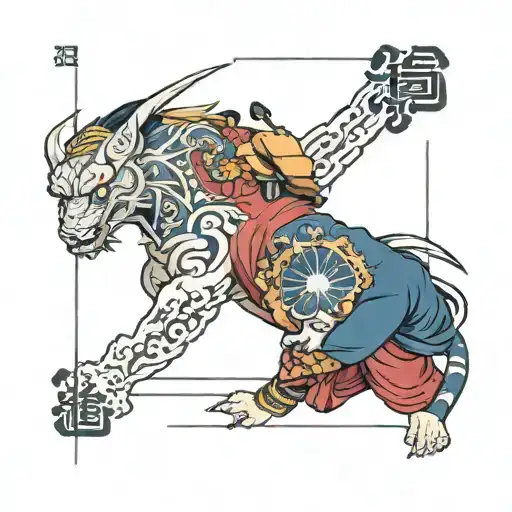 A stock market graph with anime characters trading stocks tattoo design idea