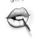 red lips tattoo design idea