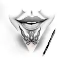 red lips tattoo design idea