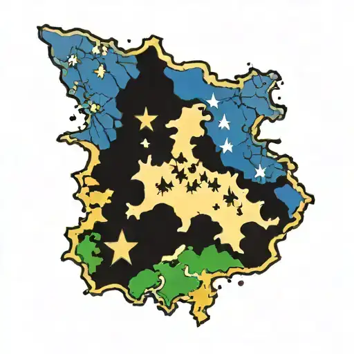 bosnia map with flag tattoo design idea