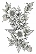 double edged sword wrapped flowers growing tattoo design idea