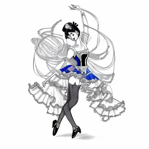 Flamenco dancer with Sailor Moon inspired accessories tattoo design idea