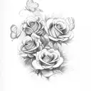 snake with roses and butterflies  tattoo design idea