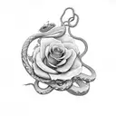 snake with roses and butterflies  tattoo design idea