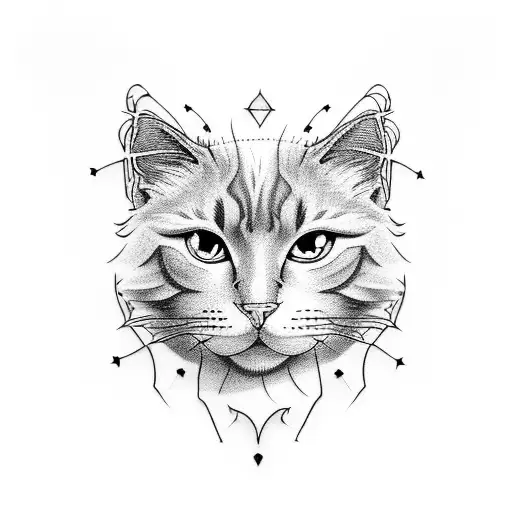 white hairy cat tattoo design idea