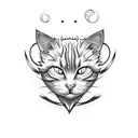 white hairy cat tattoo design idea