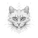 white hairy cat tattoo design idea