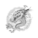 Dragon and Tiger in a traditional Korean art style tattoo design idea