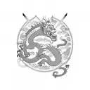 Dragon and Tiger in a traditional Korean art style tattoo design idea